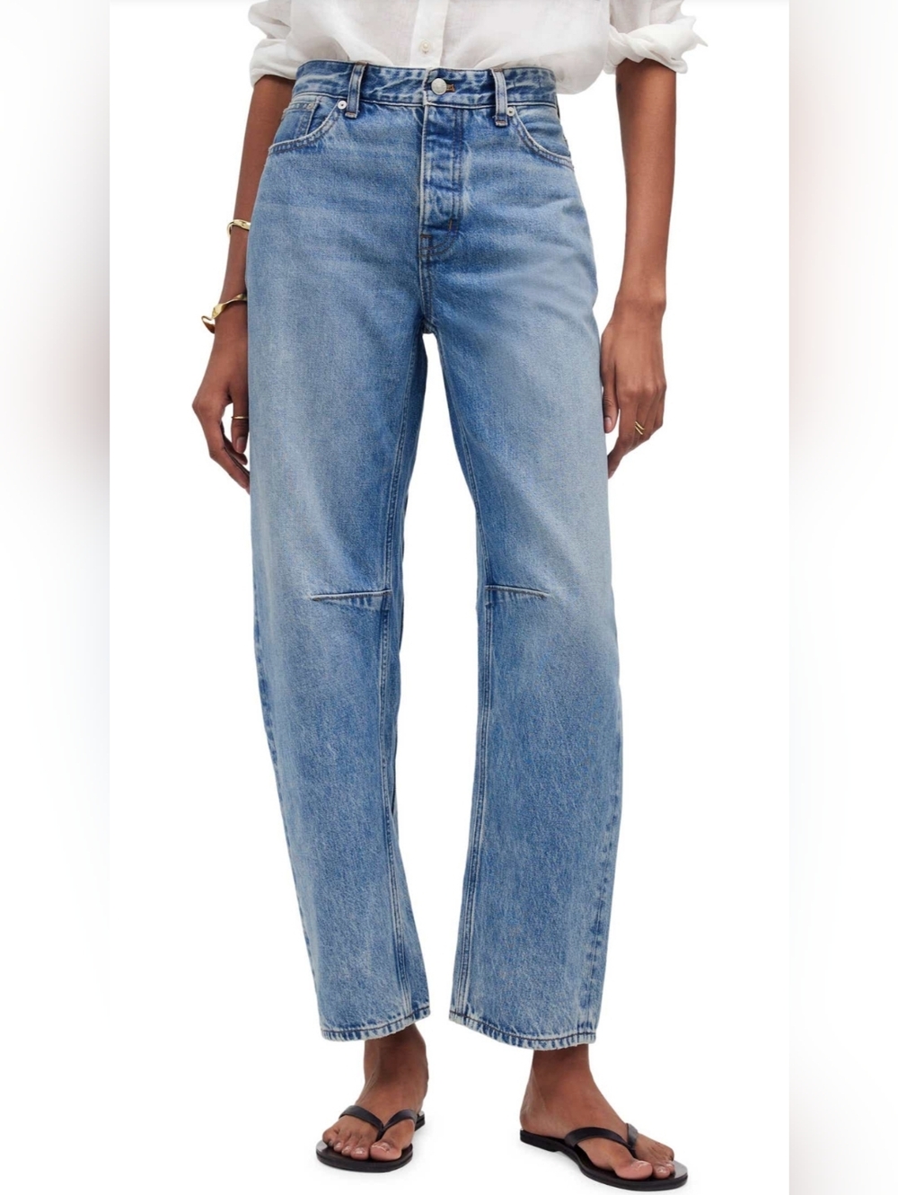 Madewell The Darted Barrel Leg High-Rise Light Wash Women’s Jeans, 29